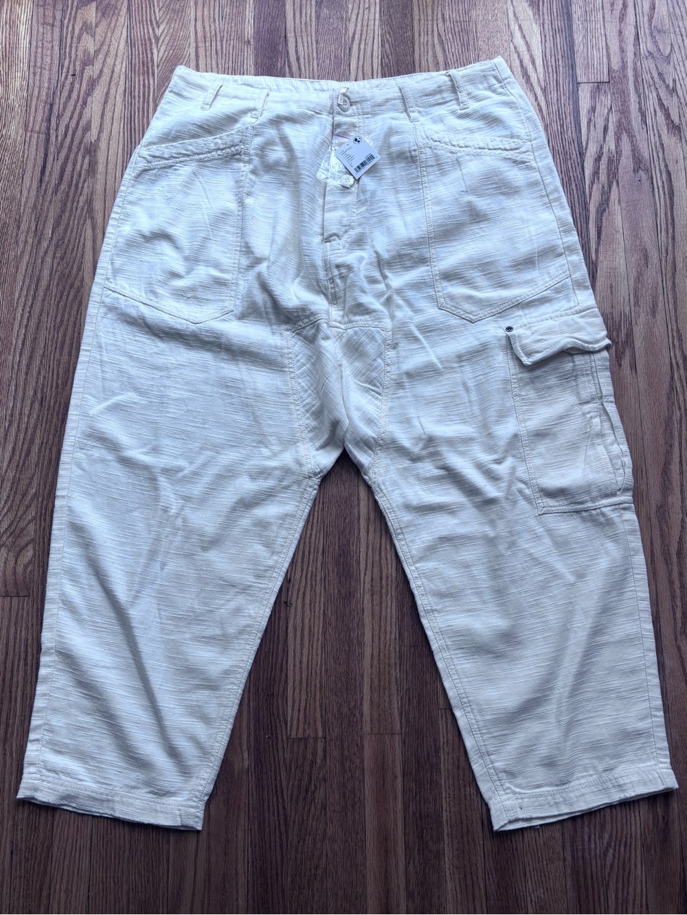 NWT Free People Women's Cream Cargo Cotton Pants. Bay to breaker Pants - Picture 5 of 15